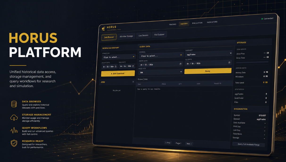 HORUS data browser — storage, query and simulation infrastructure